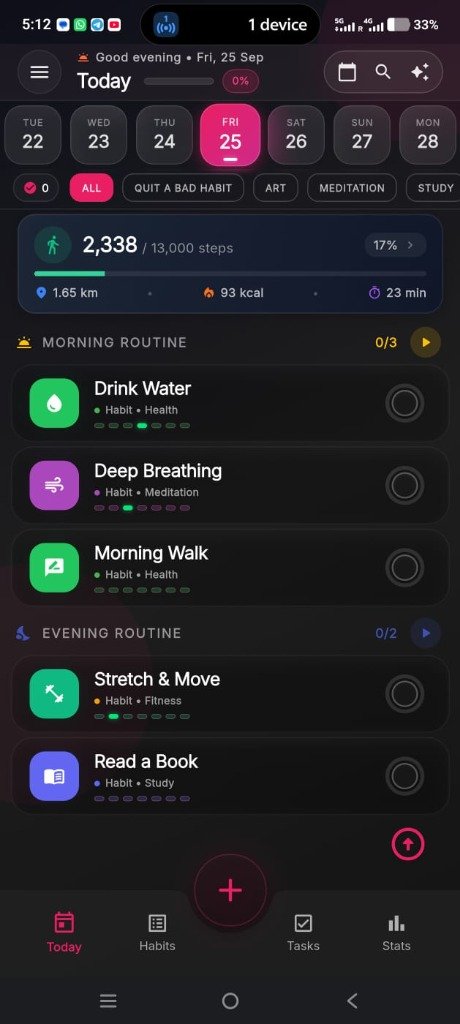 Apex Habits Today Routine Screen